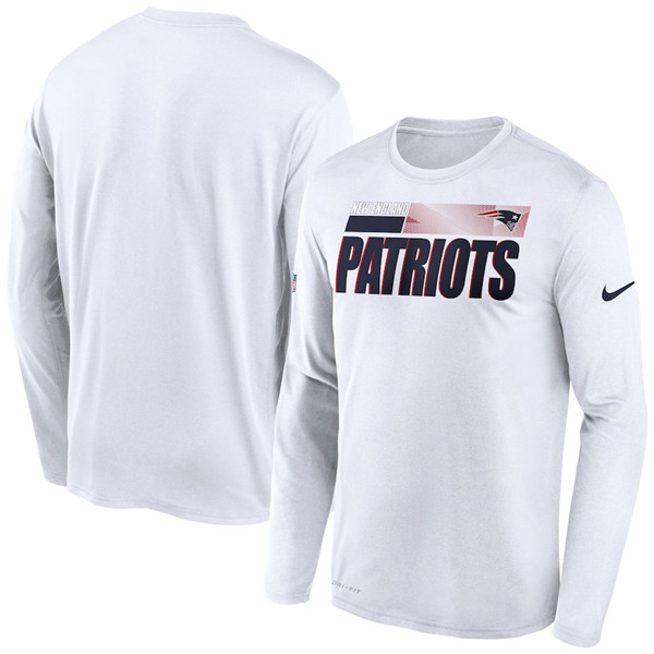 Men's New England Patriots 2020 White Sideline Impact Legend Performance Long Sleeve NFL T-Shirt